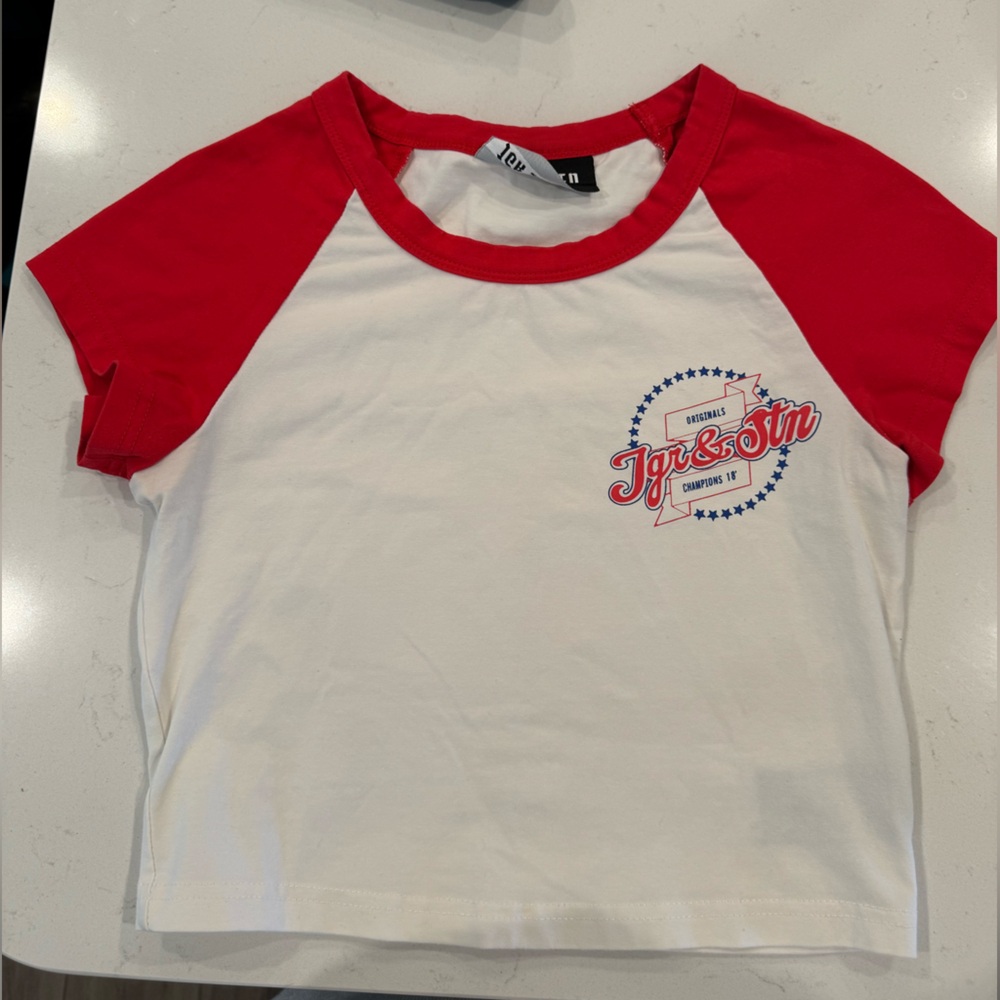 Princess Polly Red and White Short Sleeve Tee